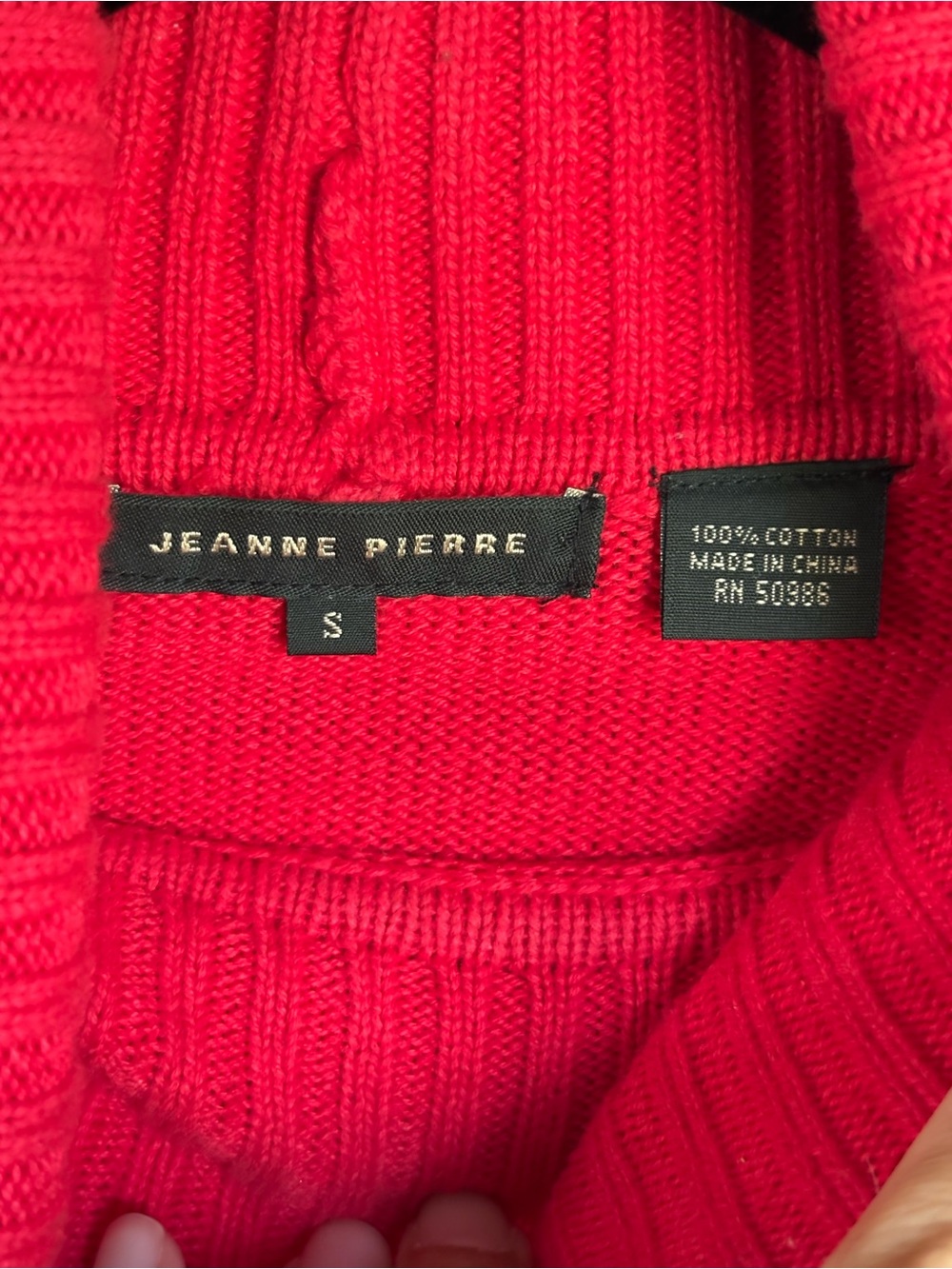 Jeanne Pierre Red 100% Cotton Turtleneck Sweater Size S - Picture 2 of 5